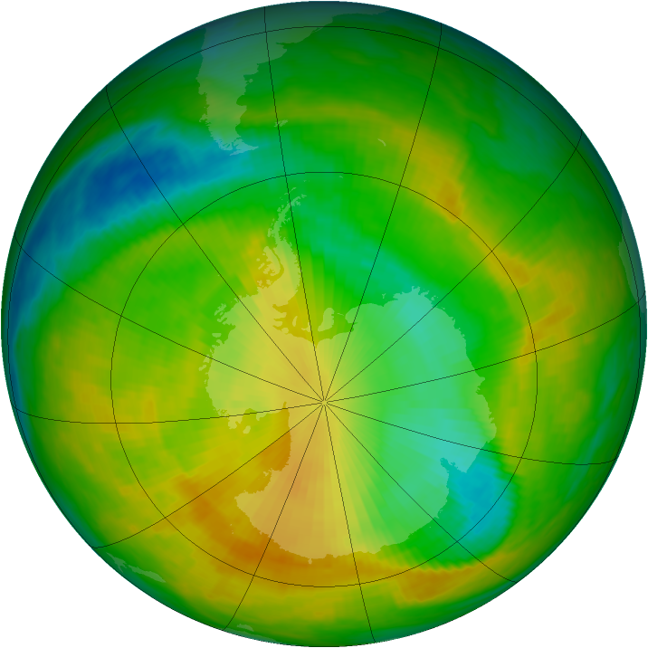 Antarctic ozone map for 20 November 1991